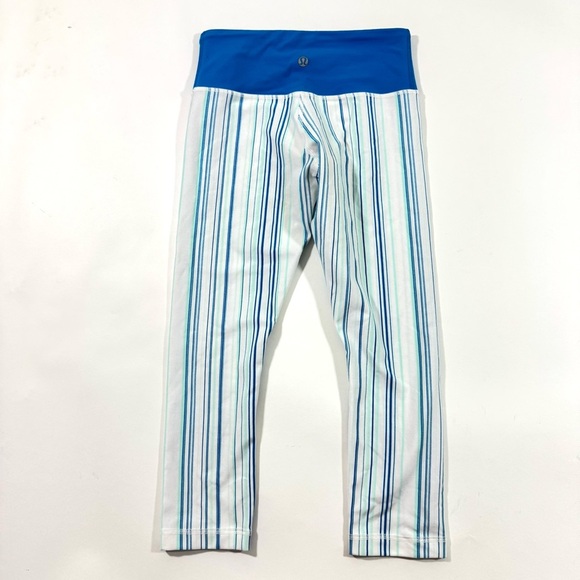 Lululemon Wunder Under 21” Crop Legging Blue White Low Rise - Picture 2 of 7